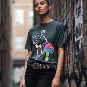 Paul Smith Vintage Skeleton Mushroom Gray T-Shirt Women's Size Large
